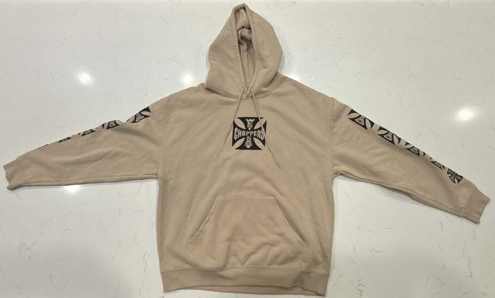 West Coast Choppers Pullover Hoodie Size L Tan Cross Logo